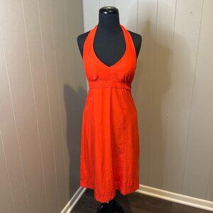 Athleta Pack Anywhere Mini Dress Neck Tie Open Back Smocked Side Zipper